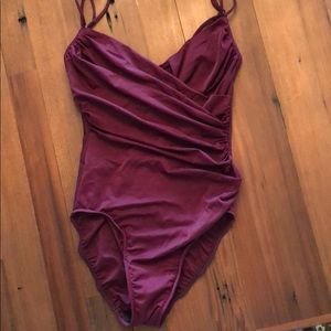 Burgundy Magic Suit with matching skirt